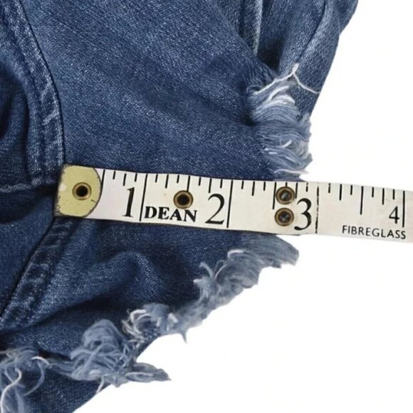 Aerie Shorts Chambray Blue High Rise Raw Hem Drawstring Pull On Size XS - Picture 6 of 7